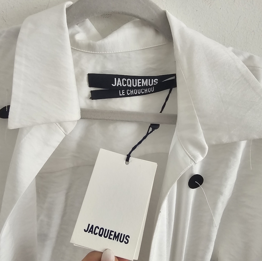 Jacquemus Bahia twist front polka dot embellished twill mini dress new - Picture 7 of 13